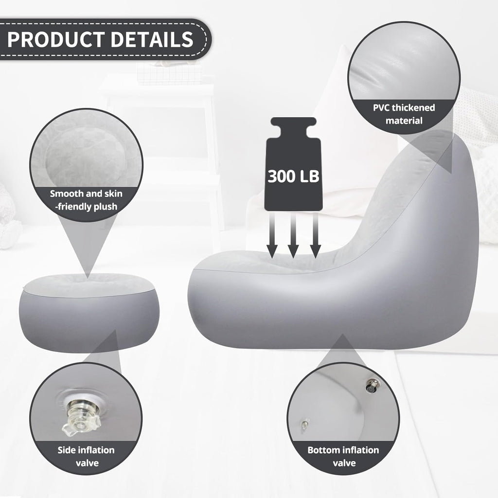 Inflatable Flocked Bean Bag Chair