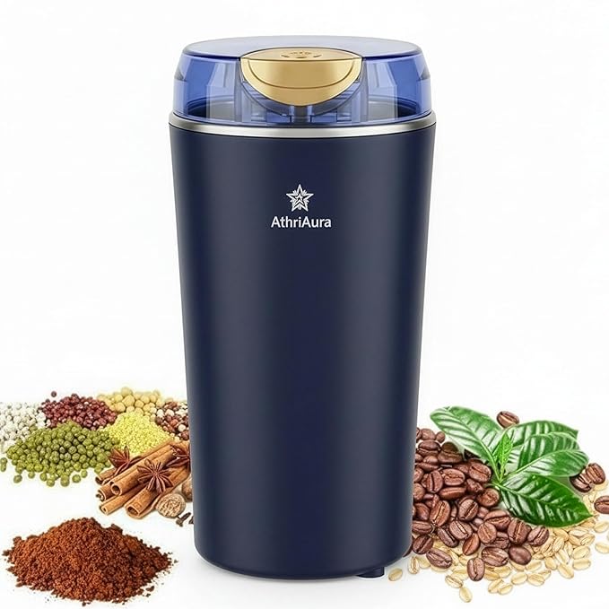 Athri Aura Portable Electric Grinder - Compact Multi Use for Coffee Beans, Spices Herbs & Dry Ingredients - Adjustable Coarseness for Home & Travel